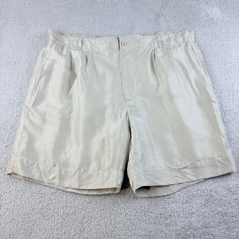 Christian Dior Monsieur Men L 100% Silk Ivory Pleated Shorts NWT Luxury Vintage